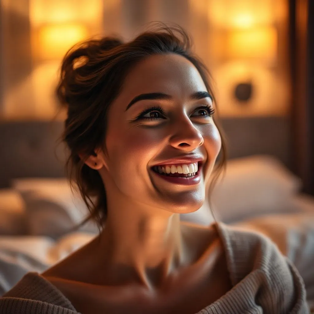 Ragazza sorridente in camera